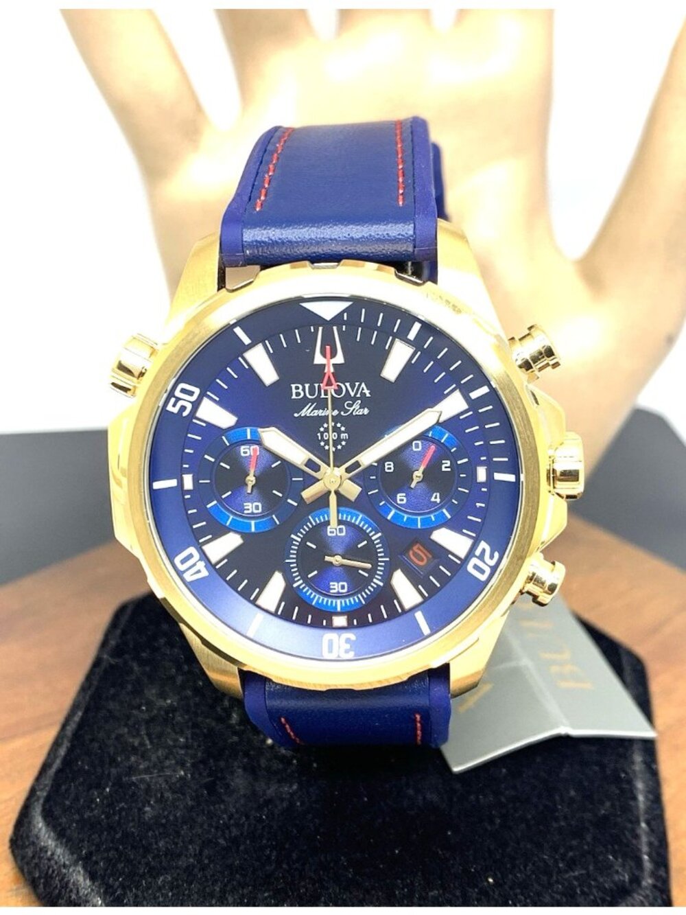 Bulova Men's Watch 97B168 Marine Star Chronograph Quartz Blue Dial Rubber Strap